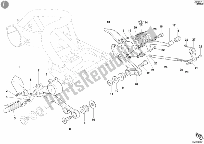 Todas las partes para Reposapiés de Ducati Monster S2R 800 Dark 2005